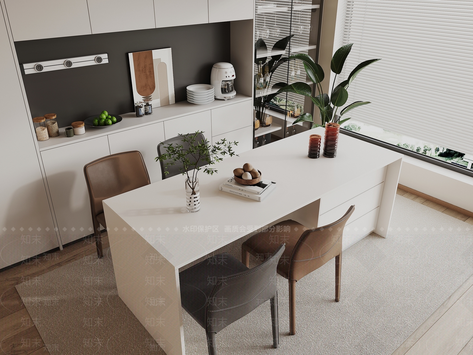 现代吧台吧椅组合3D模型下载【ID:1136565116】