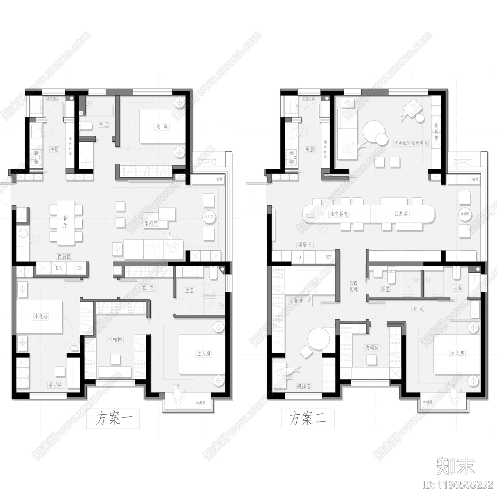 118平家装平面方案cad施工图下载【ID:1136565252】