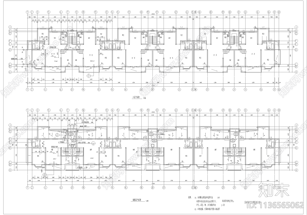 某商住楼建筑平立剖面cad施工图下载【ID:1136565062】