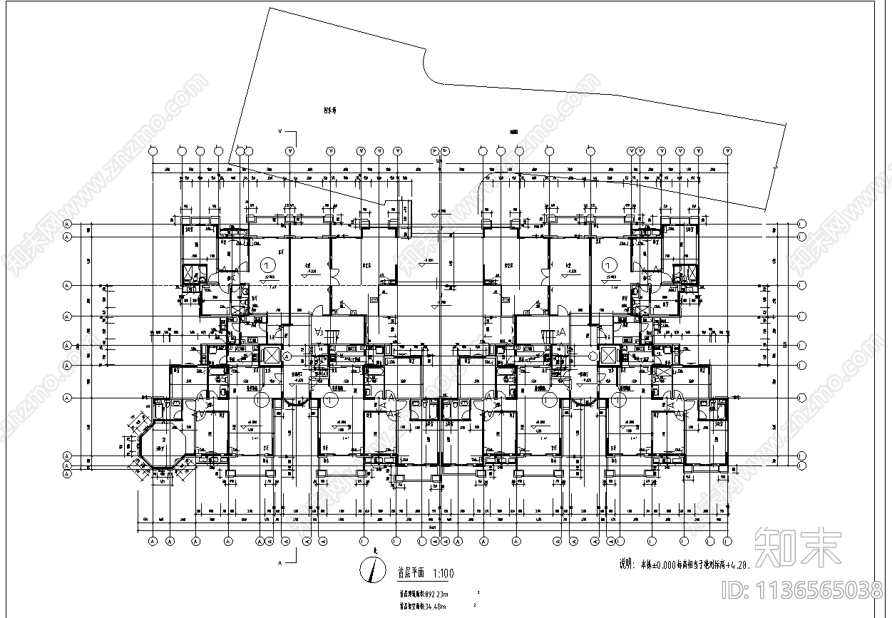 某小高层住宅楼建筑cad施工图下载【ID:1136565038】