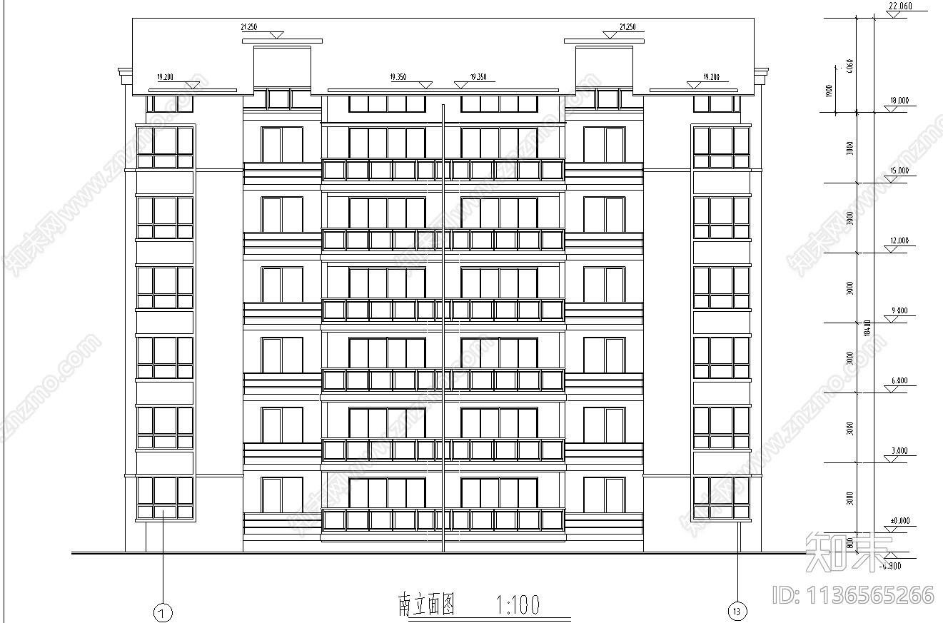 某小区10号楼建筑cad施工图下载【ID:1136565266】