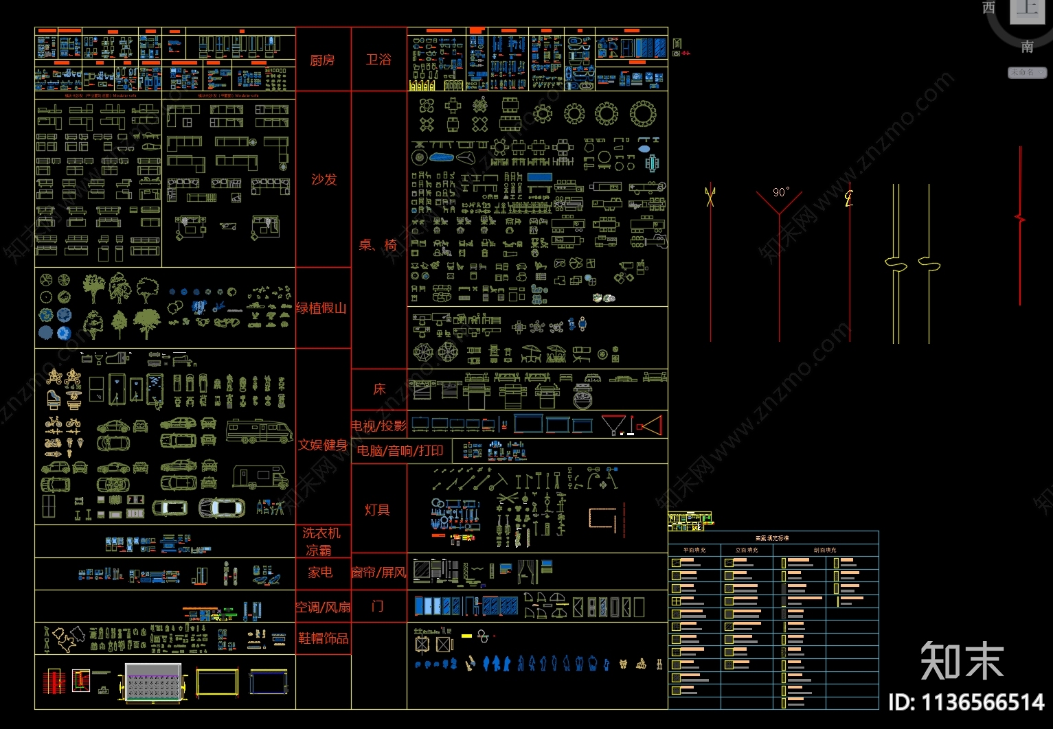 家装家具图库（含部分动态块）施工图下载【ID:1136566514】