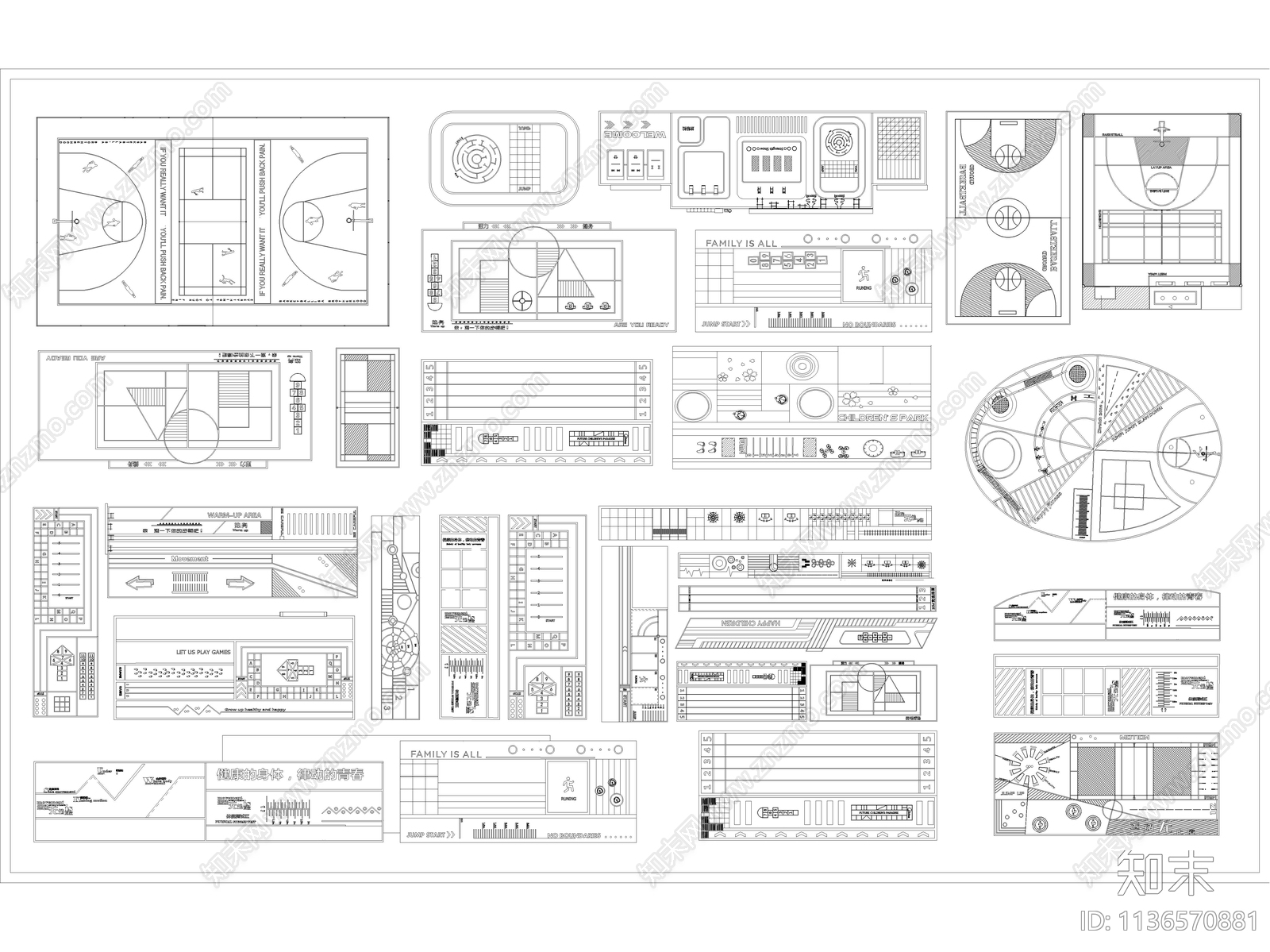 儿童室外运动场地施工图下载【ID:1136570881】