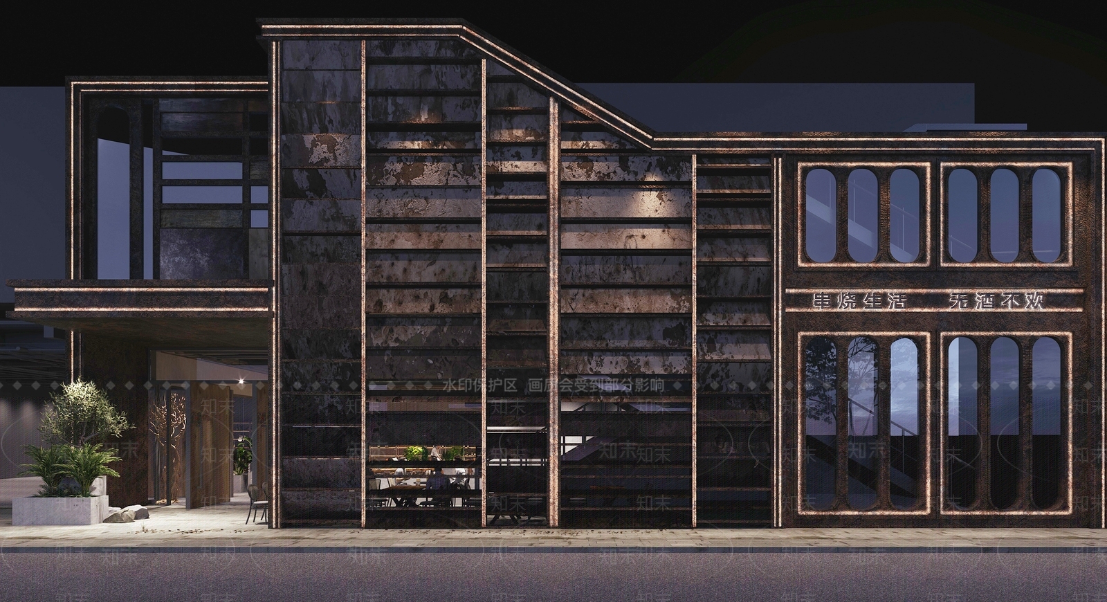 工业风烧烤店门头3D模型下载【ID:1136580230】
