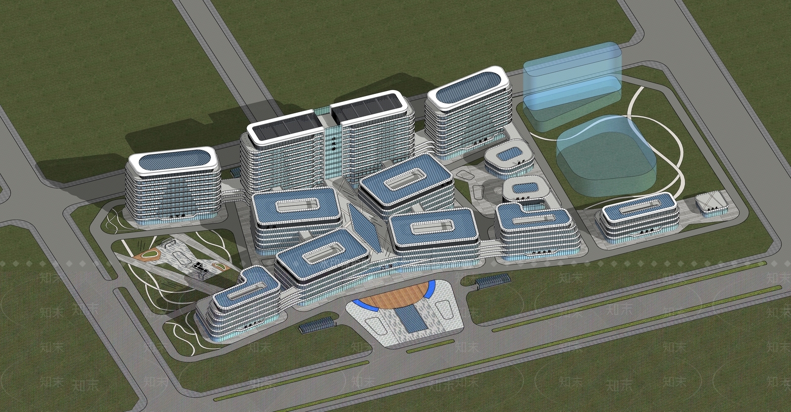 现代医疗建筑SU模型下载【ID:1136579467】