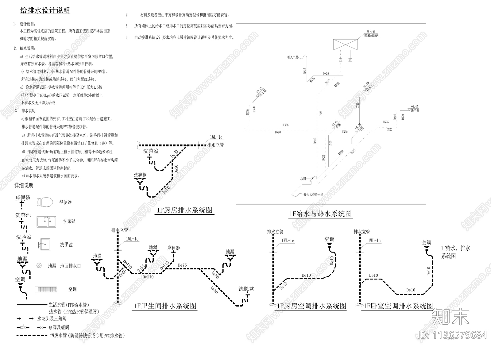 电气给排水设计说明cad施工图下载【ID:1136579684】