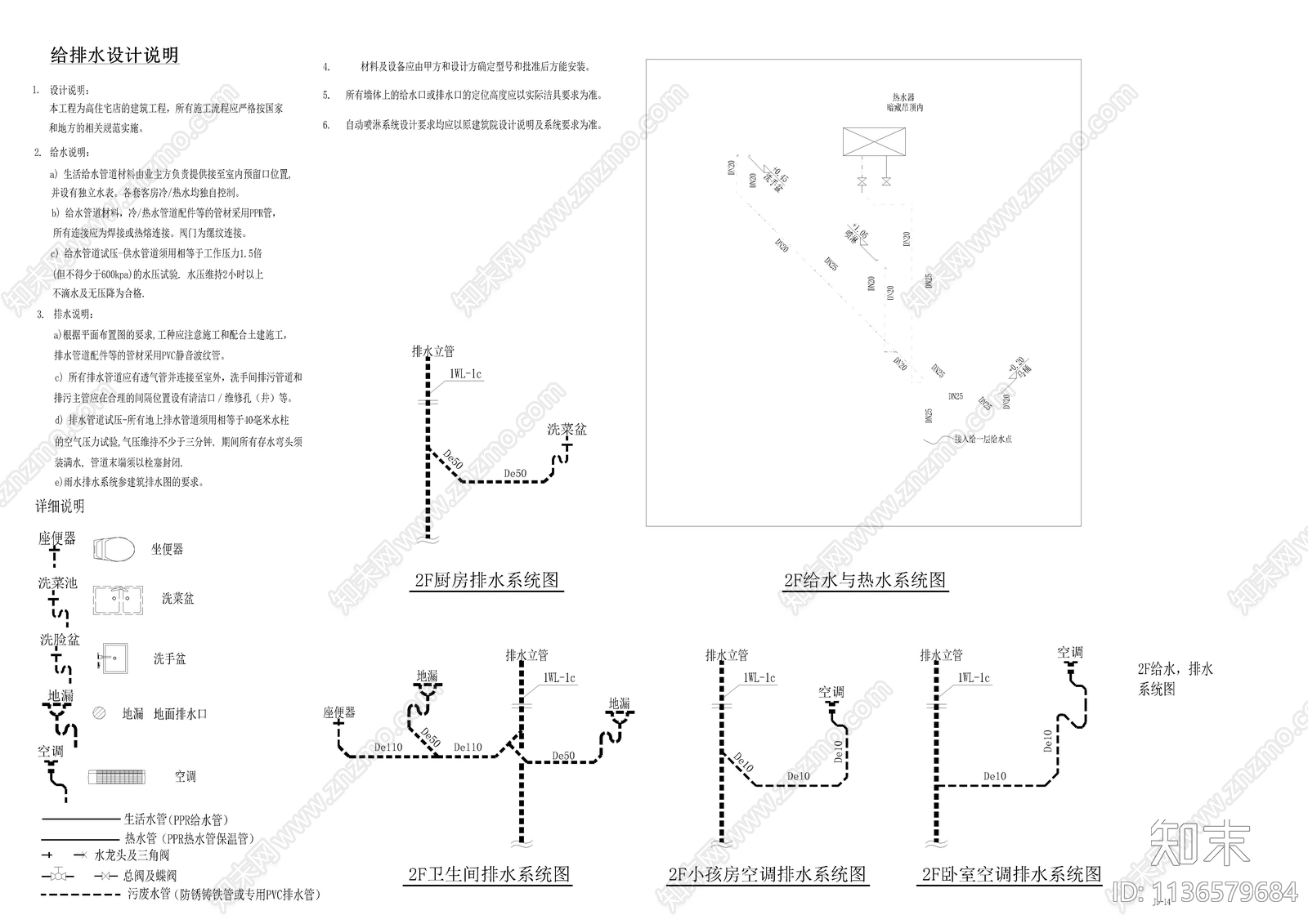 电气给排水设计说明cad施工图下载【ID:1136579684】