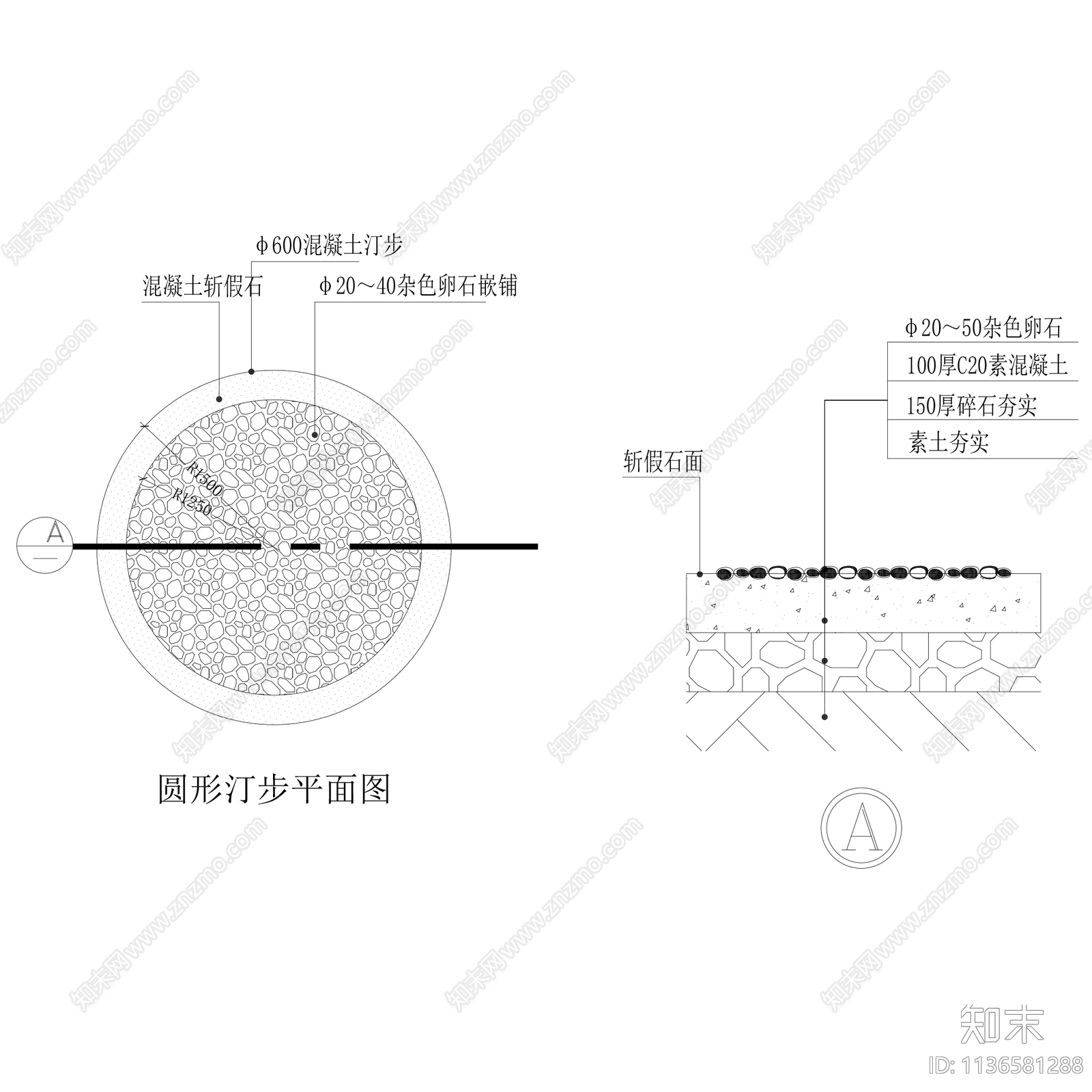 13套景观休闲汀步做法cad施工图下载【ID:1136581288】