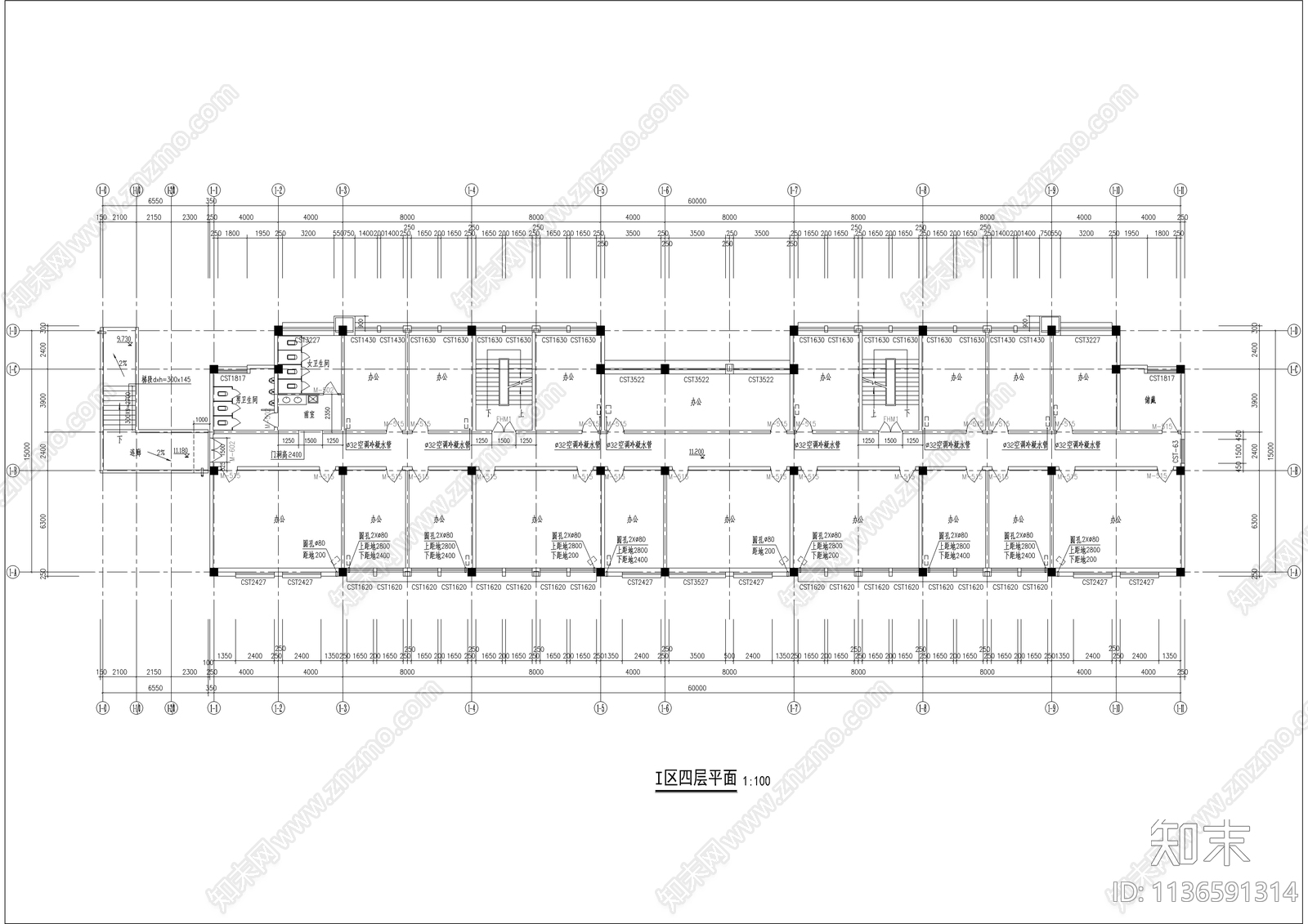 大型办事处社区服务中心建筑cad施工图下载【ID:1136591314】