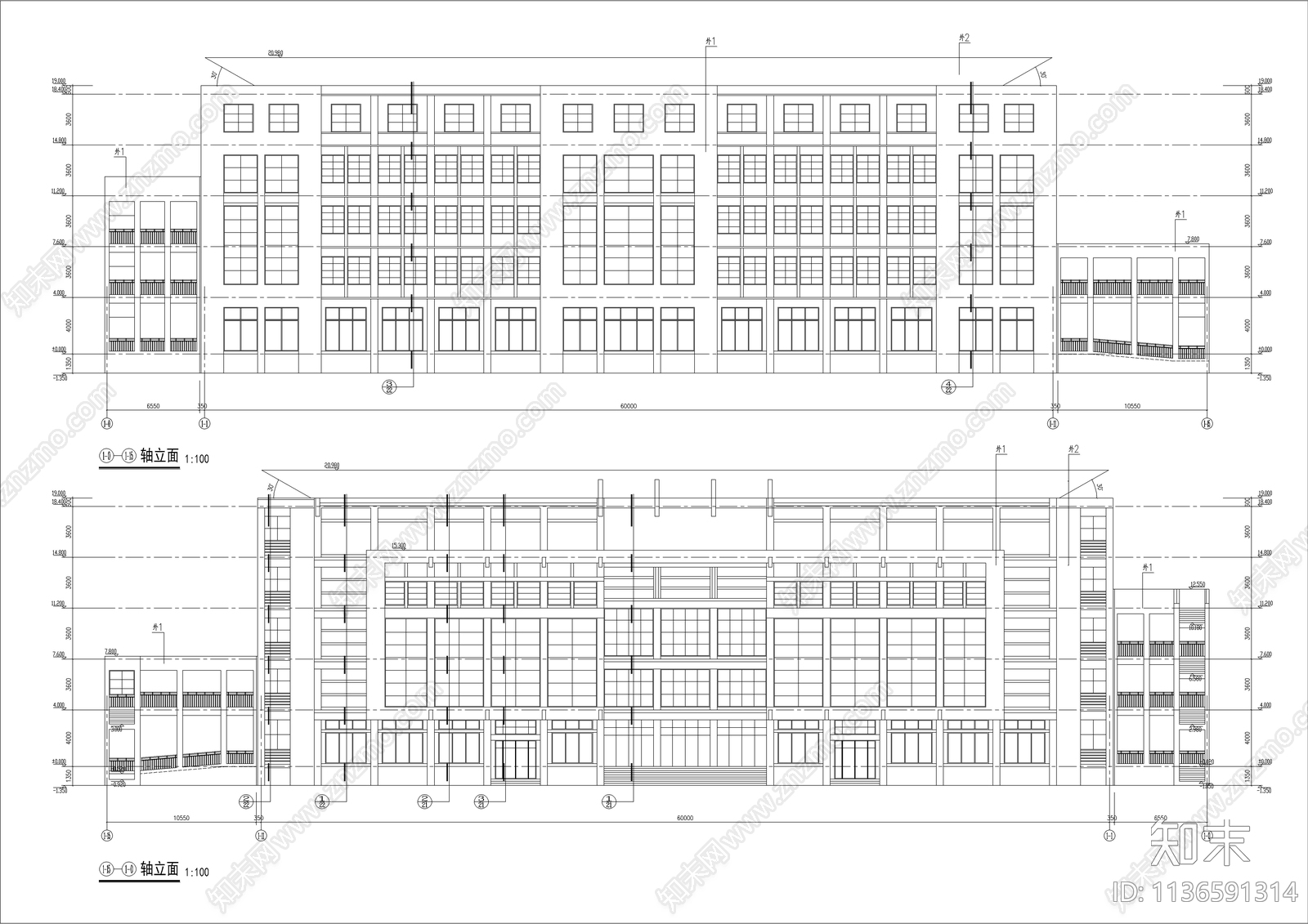 大型办事处社区服务中心建筑cad施工图下载【ID:1136591314】