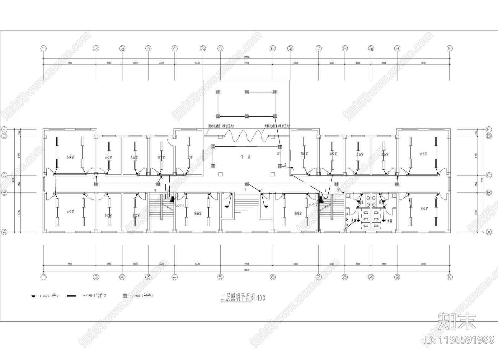 检察院六层办公楼电气cad施工图下载【ID:1136591986】