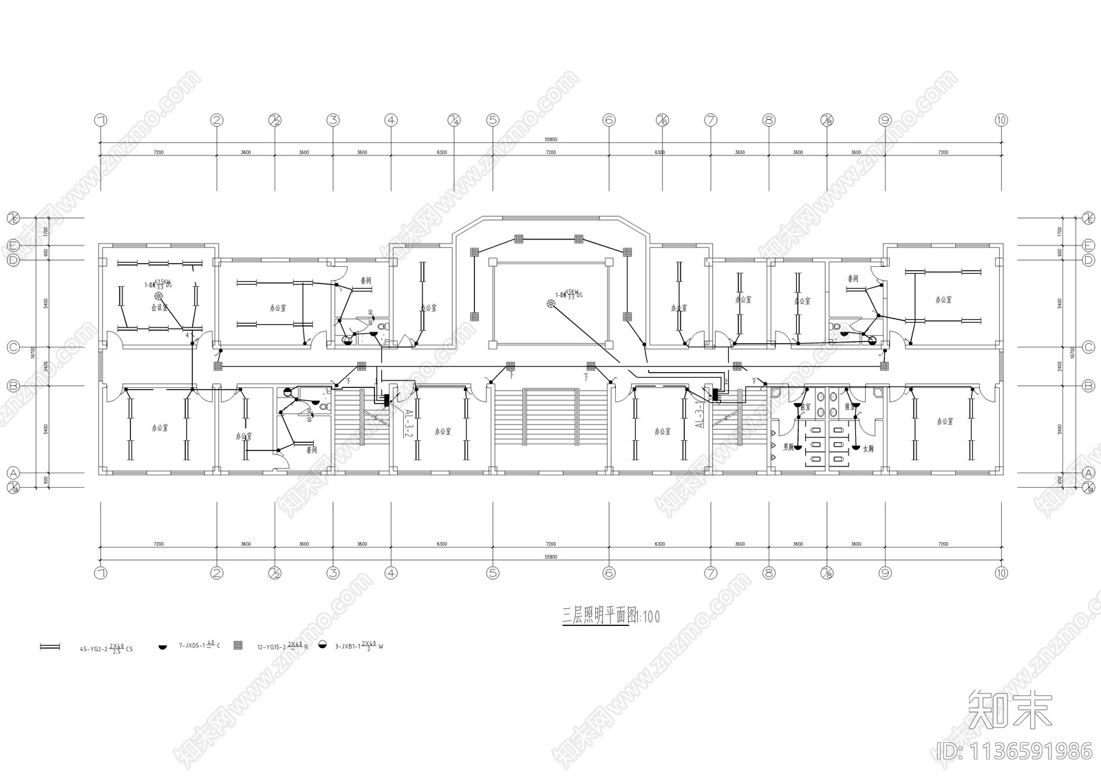 检察院六层办公楼电气cad施工图下载【ID:1136591986】