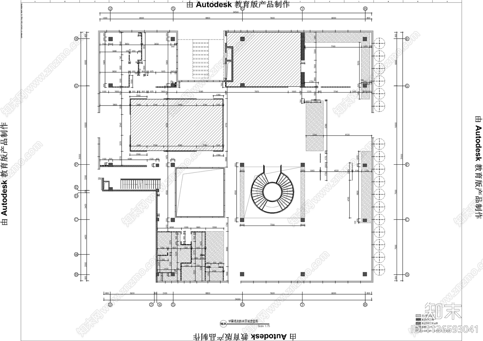 大型售楼中心全套cad施工图下载【ID:1136593041】