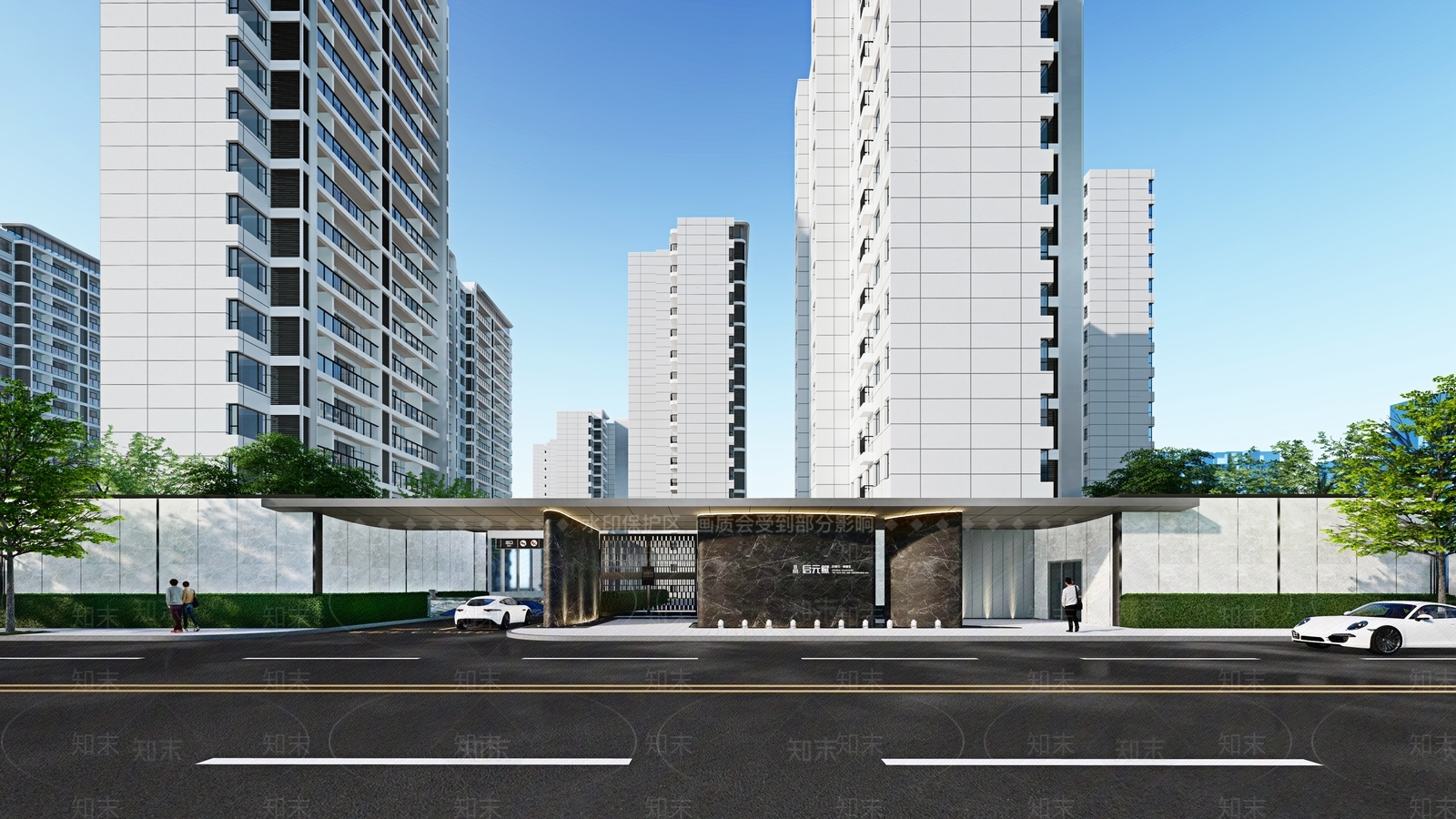 现代小区入口大门SU模型下载【ID:1136593683】
