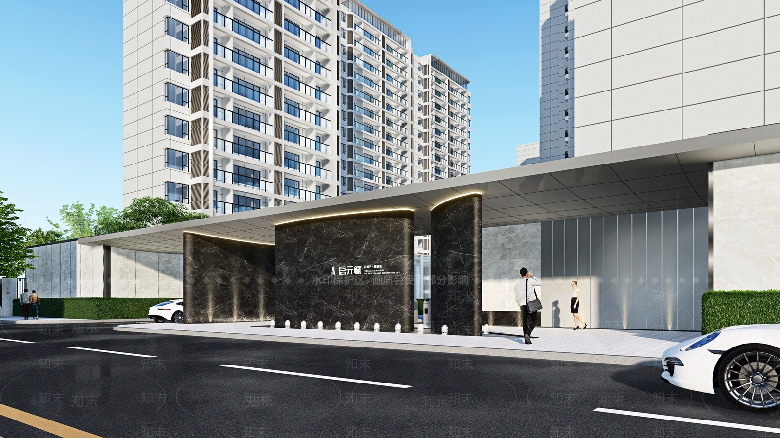 现代小区入口大门SU模型下载【ID:1136593683】