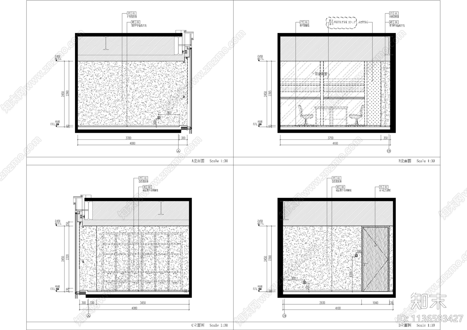 办公室cad施工图下载【ID:1136593427】