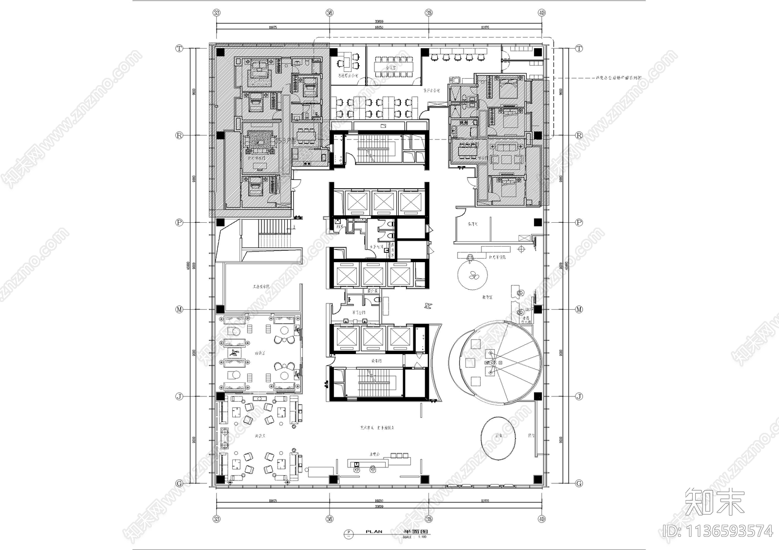 平湖售楼处全套cad施工图下载【ID:1136593574】