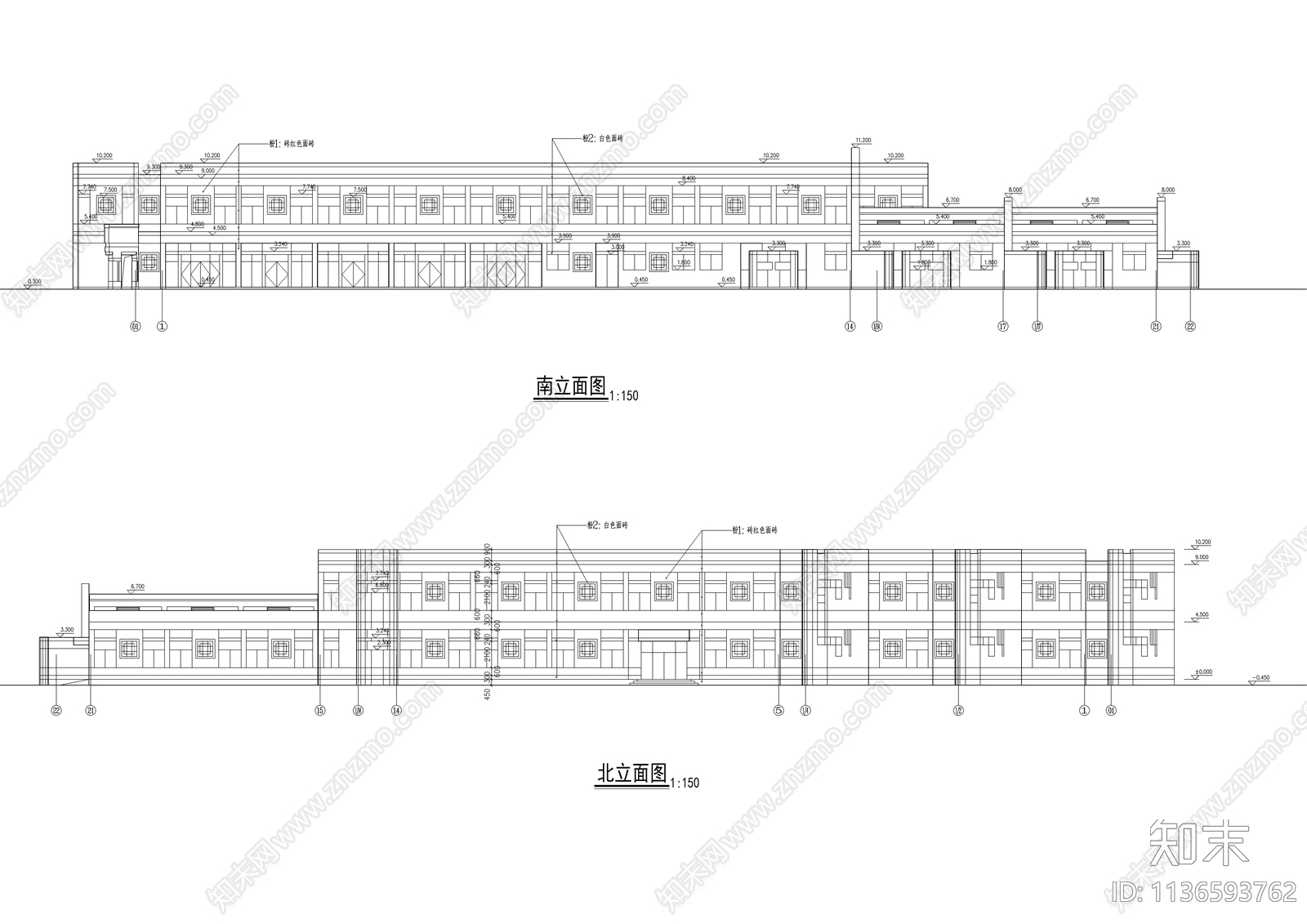 二层高中餐厅全套建筑cad施工图下载【ID:1136593762】