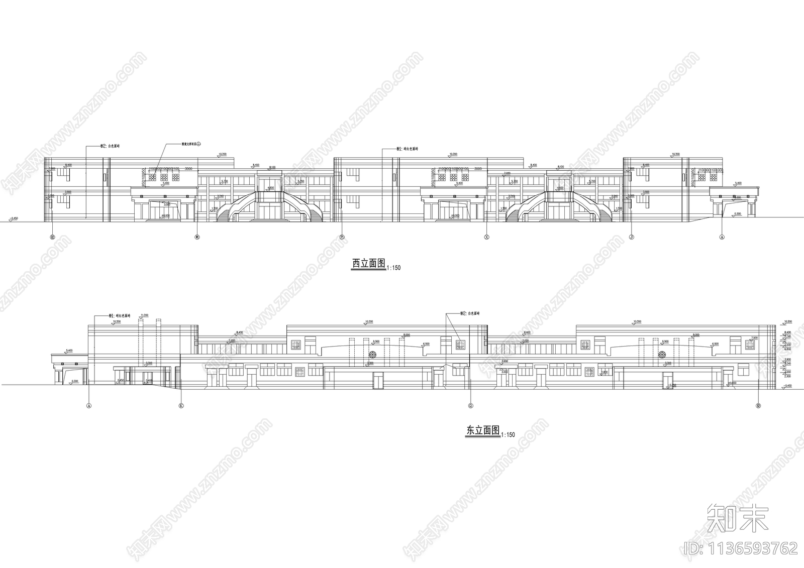 二层高中餐厅全套建筑cad施工图下载【ID:1136593762】