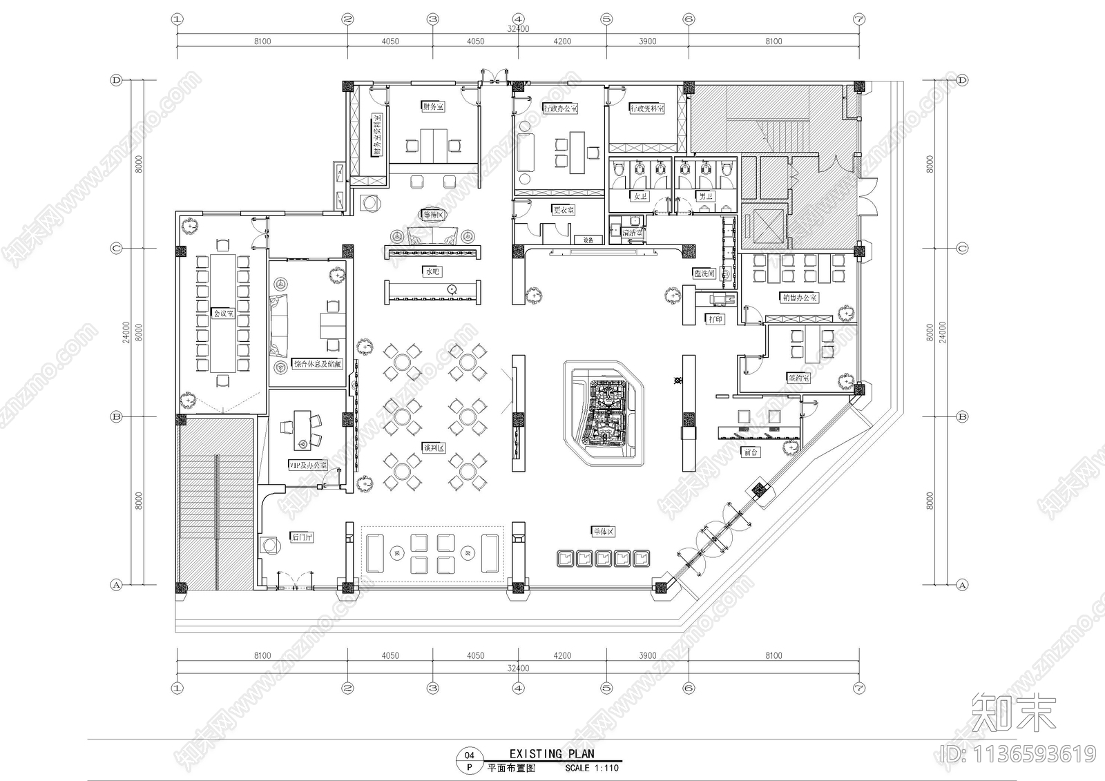 600㎡售楼处全套cad施工图下载【ID:1136593619】