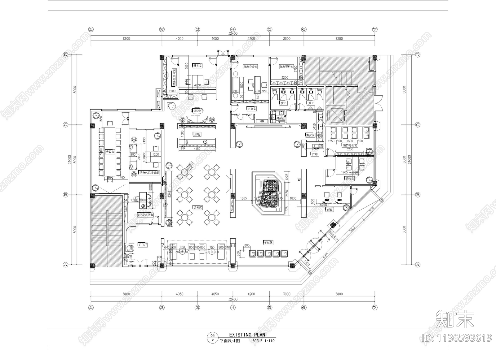 600㎡售楼处全套cad施工图下载【ID:1136593619】