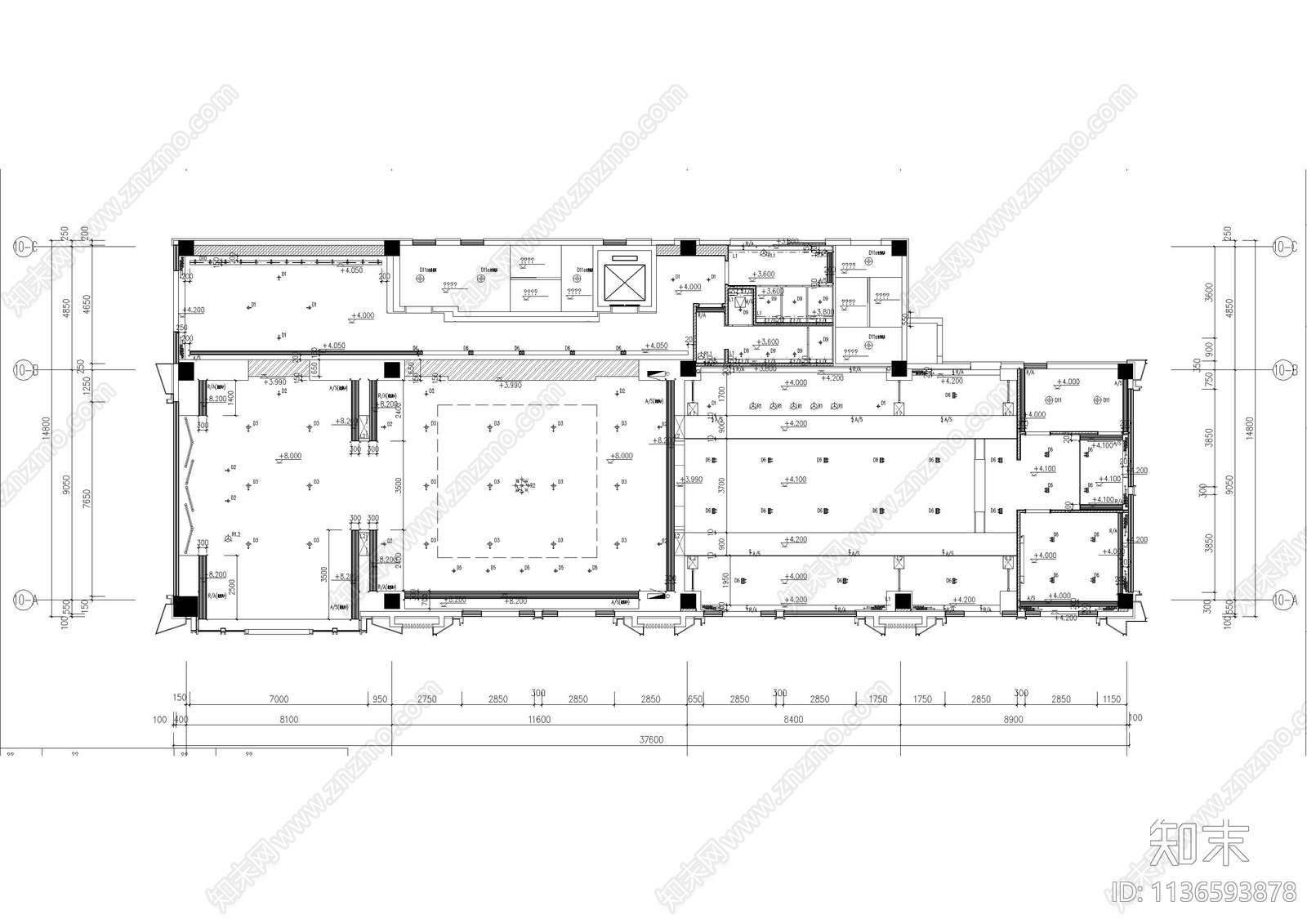 白沙三层售楼处全套cad施工图下载【ID:1136593878】