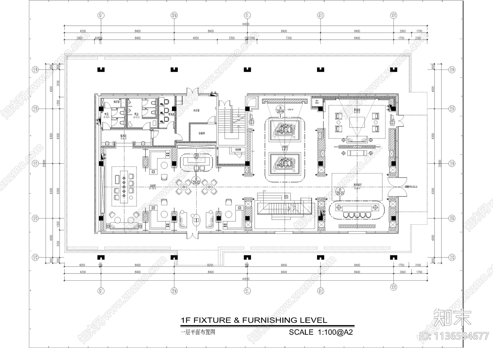 两层售楼处内装全套cad施工图下载【ID:1136594677】