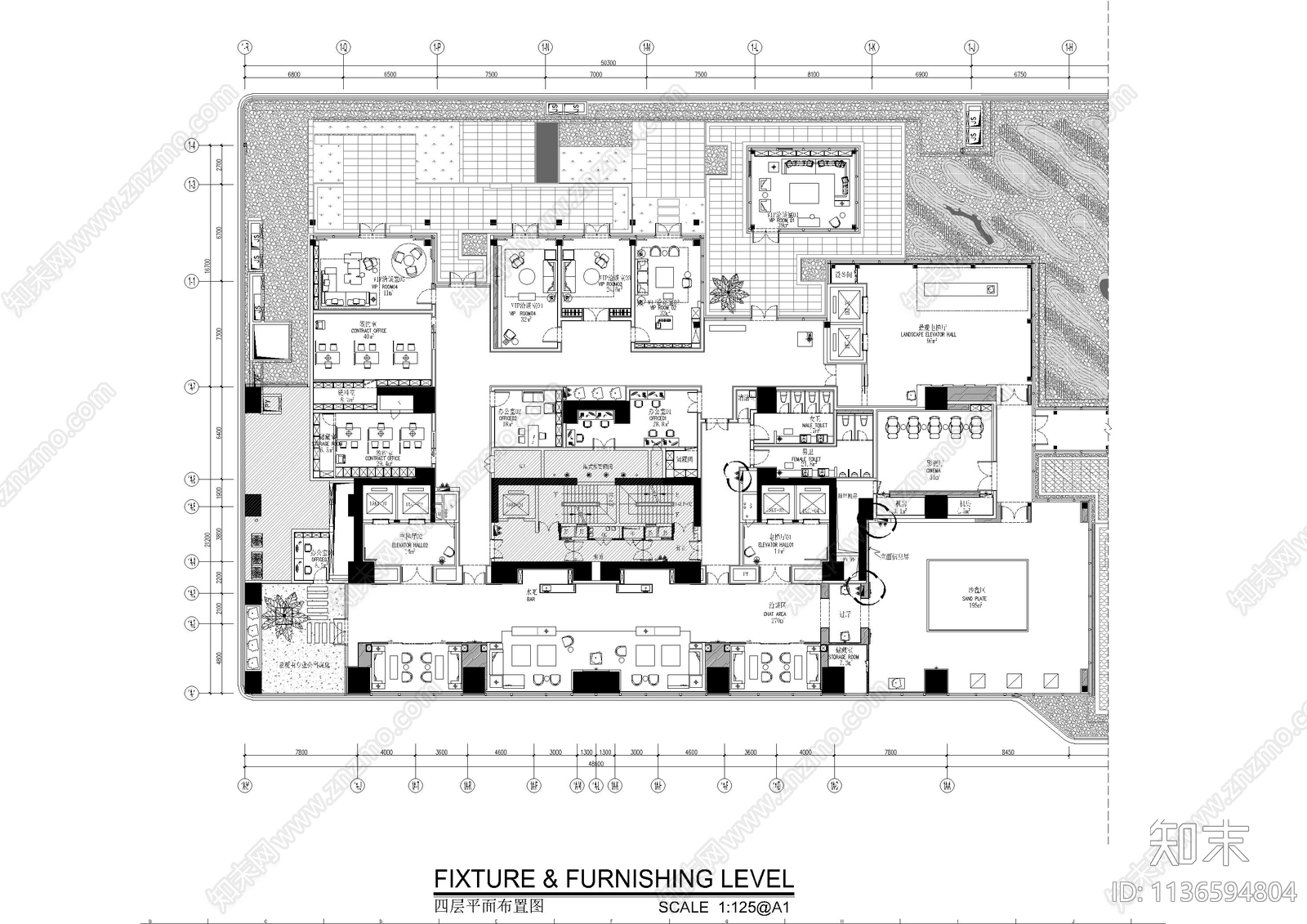 现代4F售楼处全套cad施工图下载【ID:1136594804】