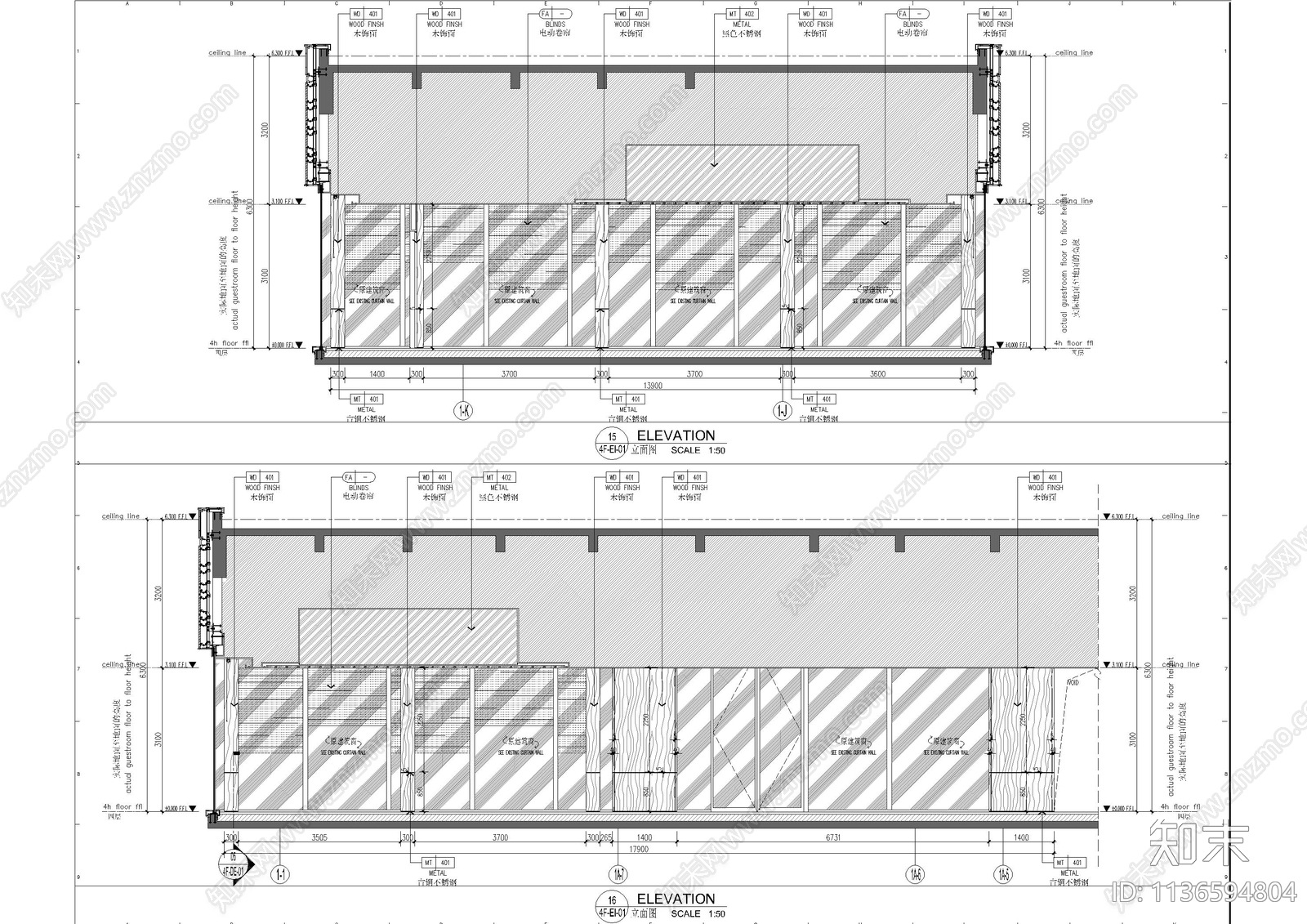 现代4F售楼处全套cad施工图下载【ID:1136594804】