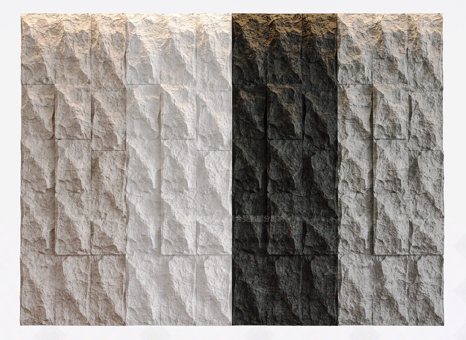 现代毛石背景墙石头墙3D模型下载【ID:1136610250】