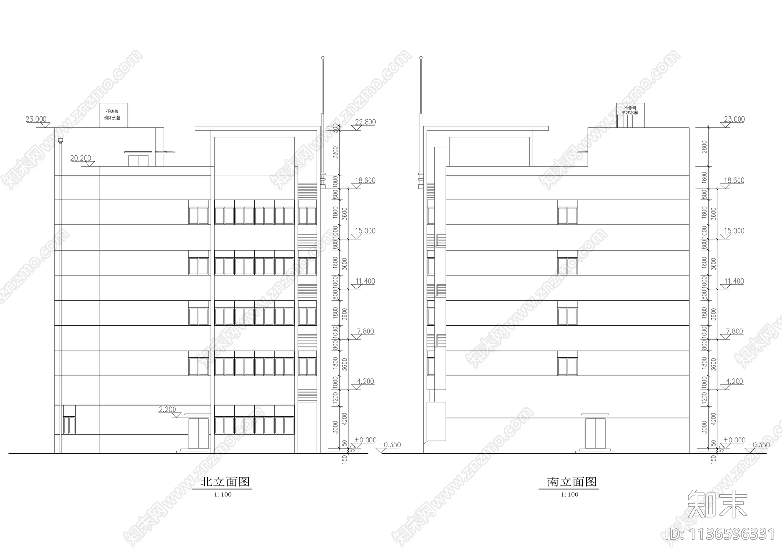 展厅及综合楼建筑cad施工图下载【ID:1136596331】