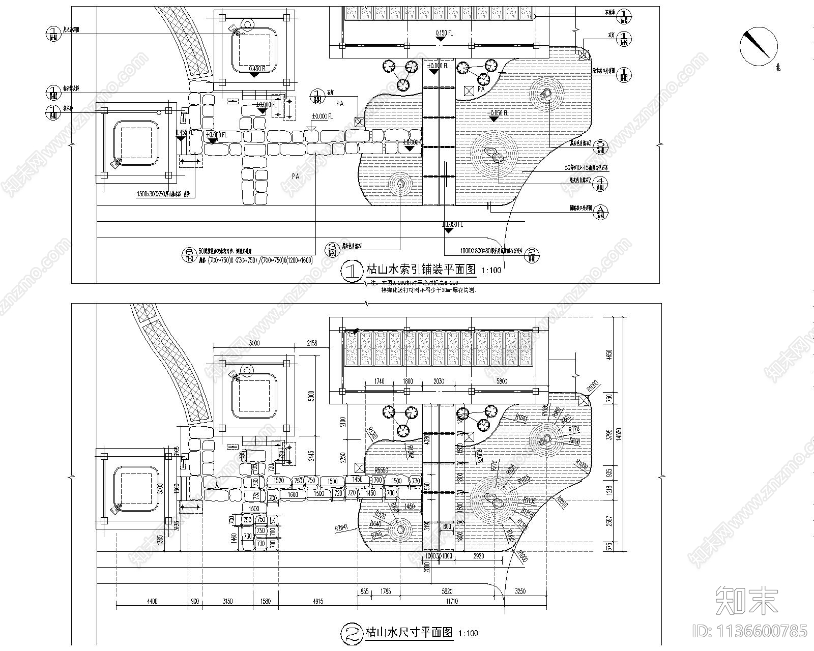 庭院日式枯山水做法详图施工图下载【ID:1136600785】