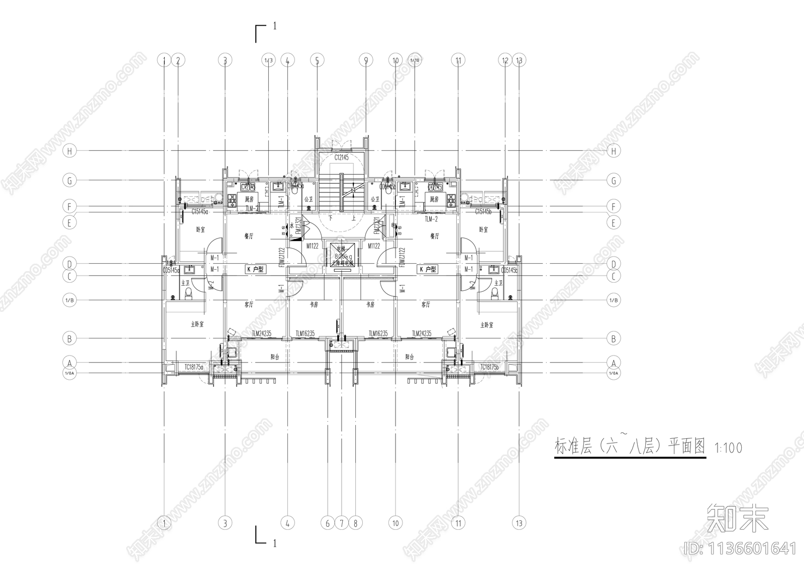 住宅建筑cad施工图下载【ID:1136601641】