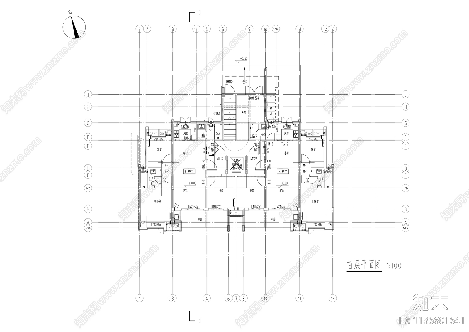 住宅建筑cad施工图下载【ID:1136601641】