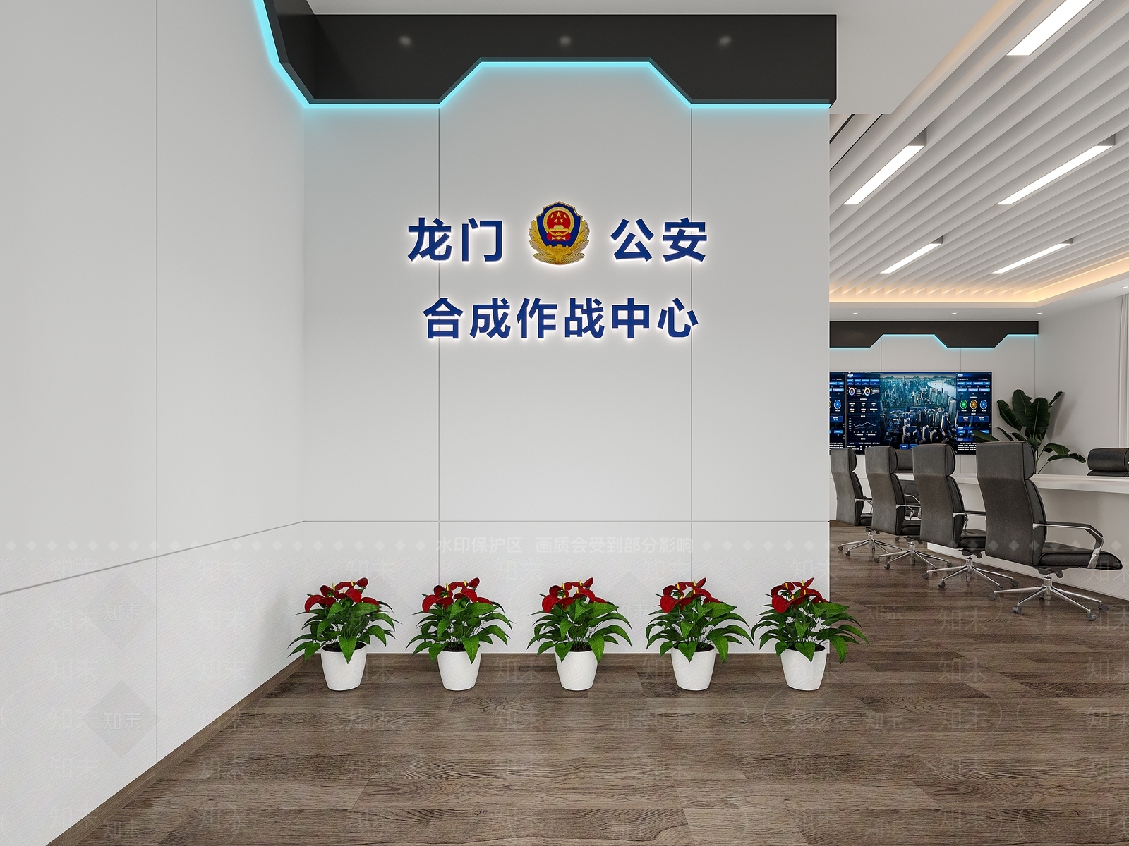 现代指挥控制室3D模型下载【ID:1136601976】
