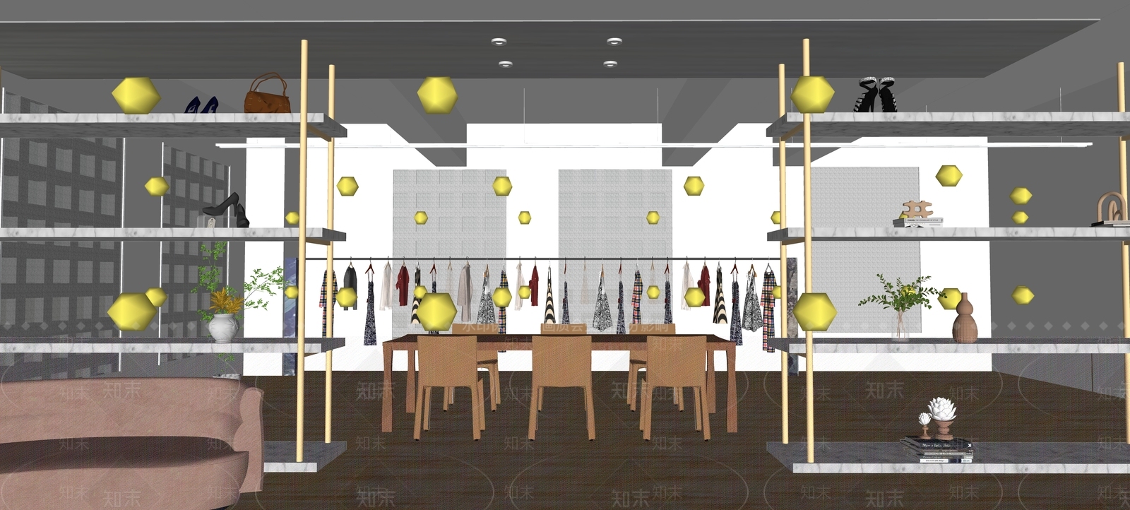 现代服装箱包店SU模型下载【ID:1136604308】