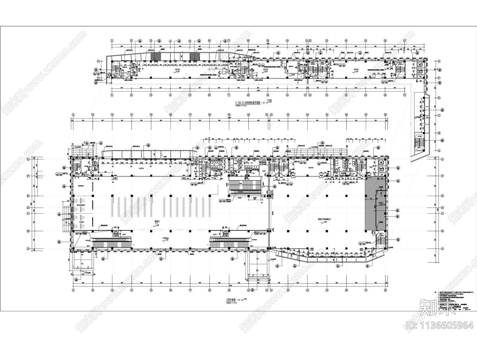 旅游集散中心候车室建筑cad施工图下载【ID:1136605964】