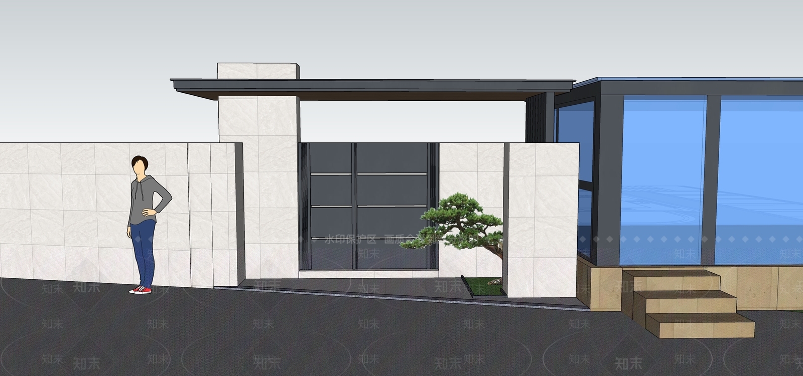 现代庭院门SU模型下载【ID:1136607121】