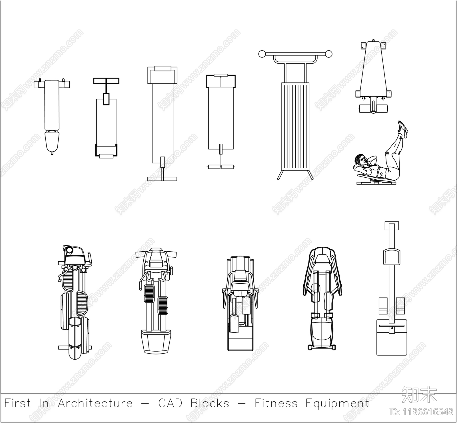 健身器材平立面施工图下载【ID:1136616543】