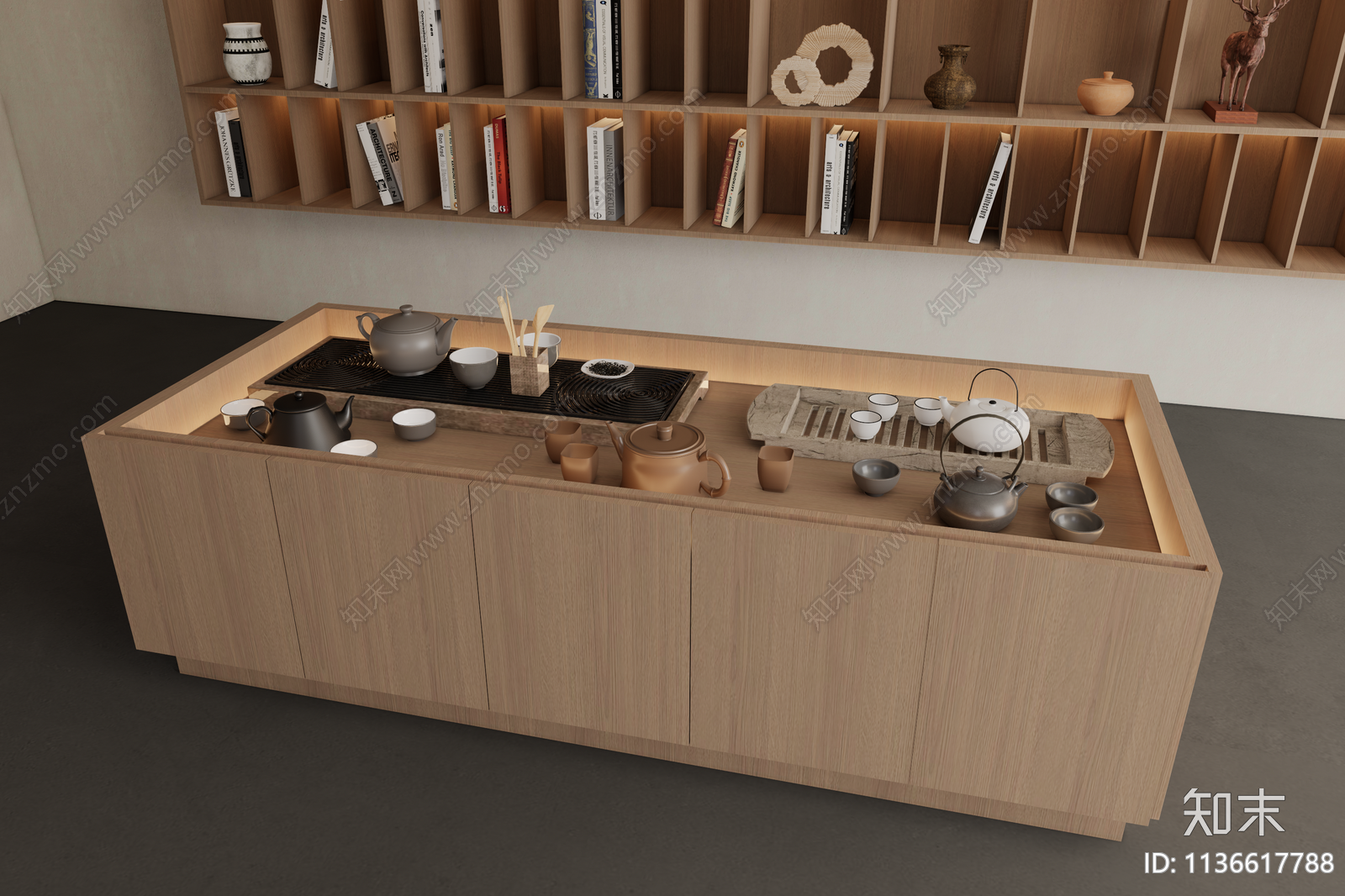 现代茶具展台3D模型下载【ID:1136617788】