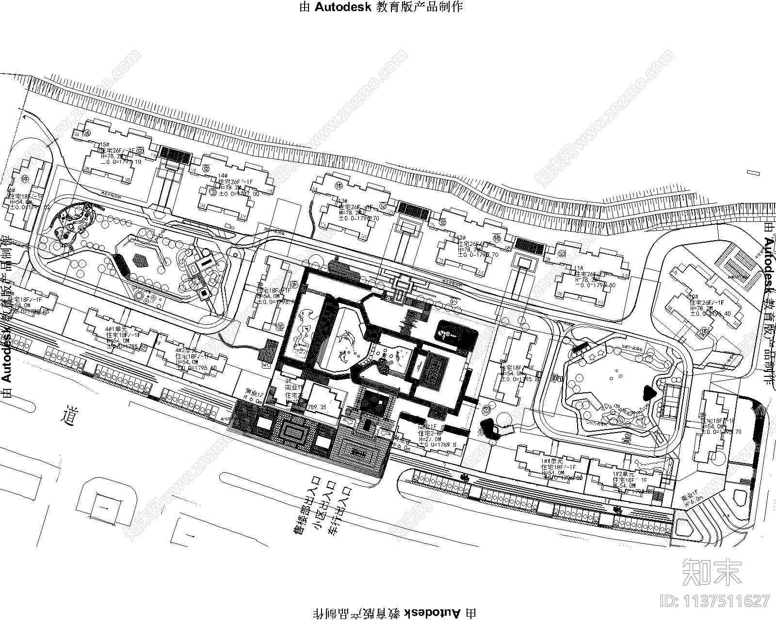 香山美域居住区景观cad施工图下载【ID:1137511627】