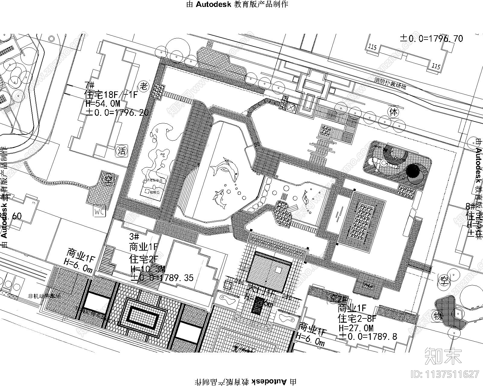 香山美域居住区景观cad施工图下载【ID:1137511627】