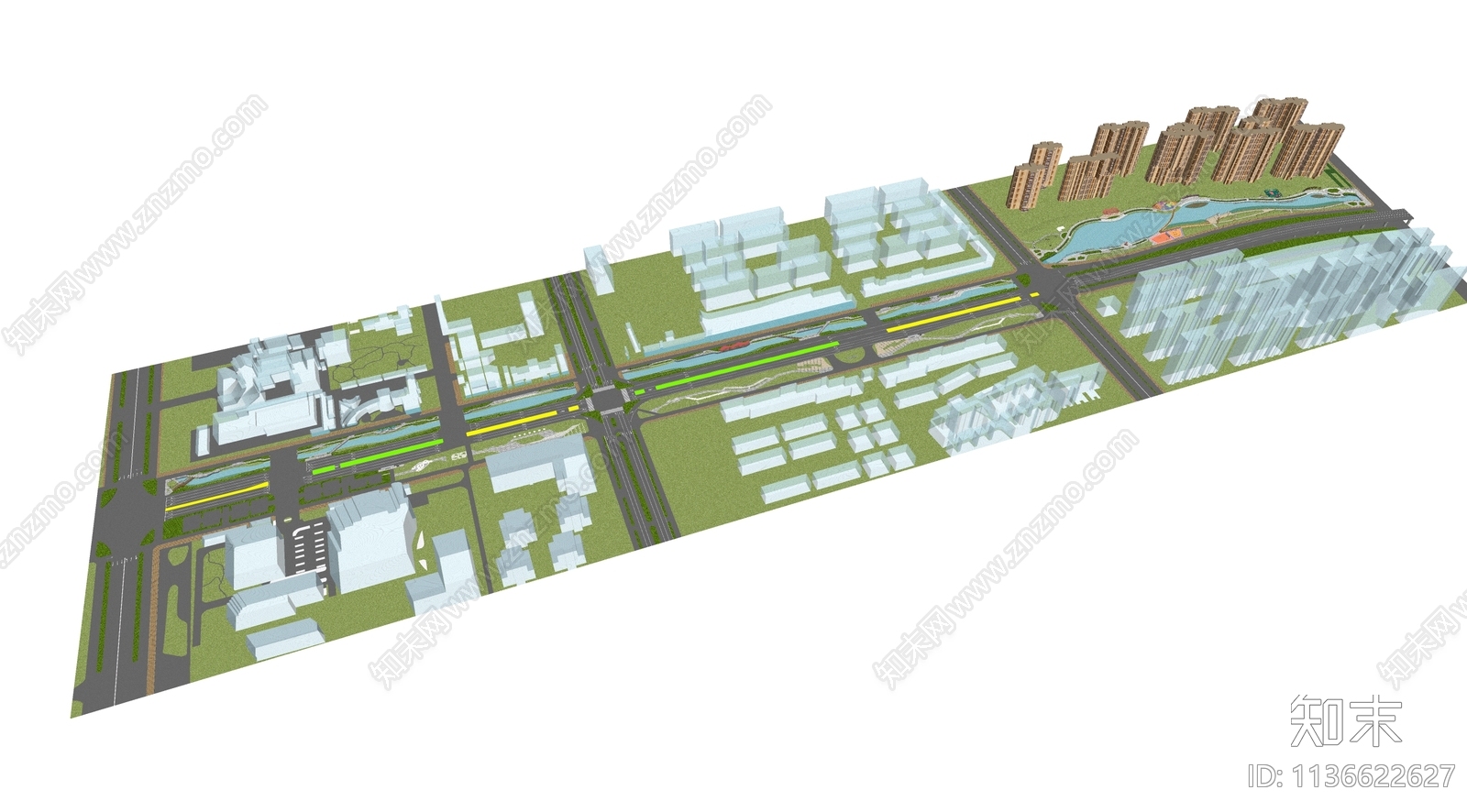 现代滨河景观公园SU模型下载【ID:1136622627】