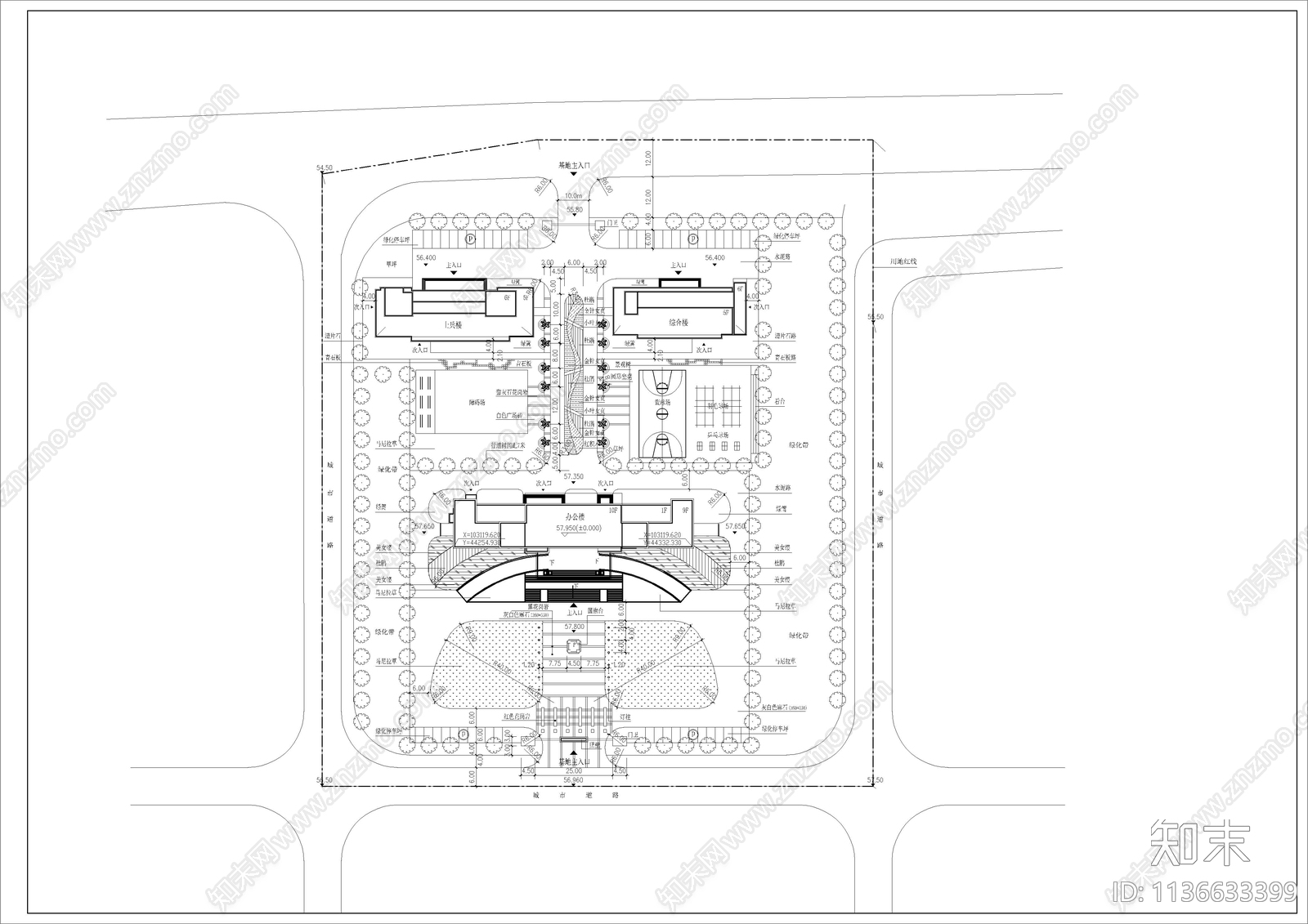 60套办公景观平面图施工图下载【ID:1136633399】