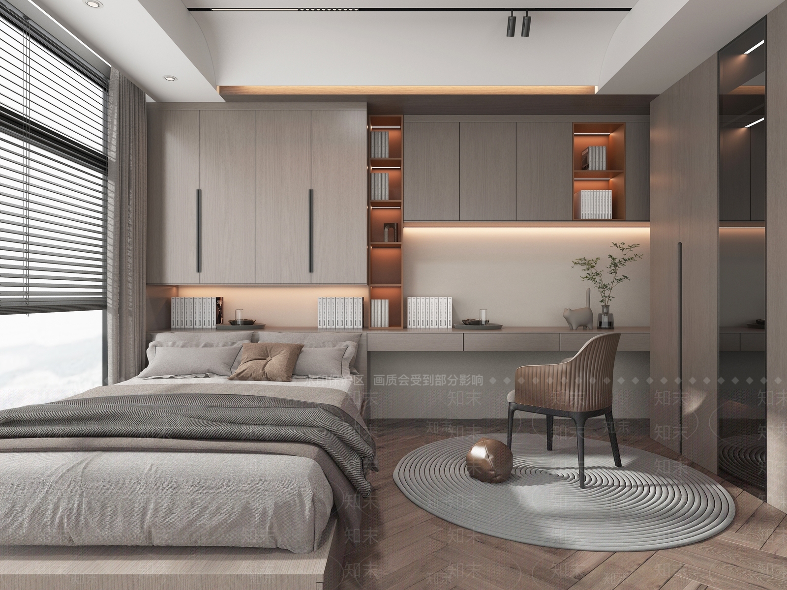现代榻榻米卧室SU模型下载【ID:1136726459】