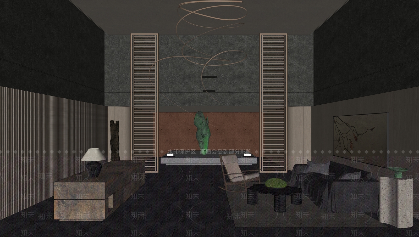 现代酒店接待厅SU模型下载【ID:1136636837】