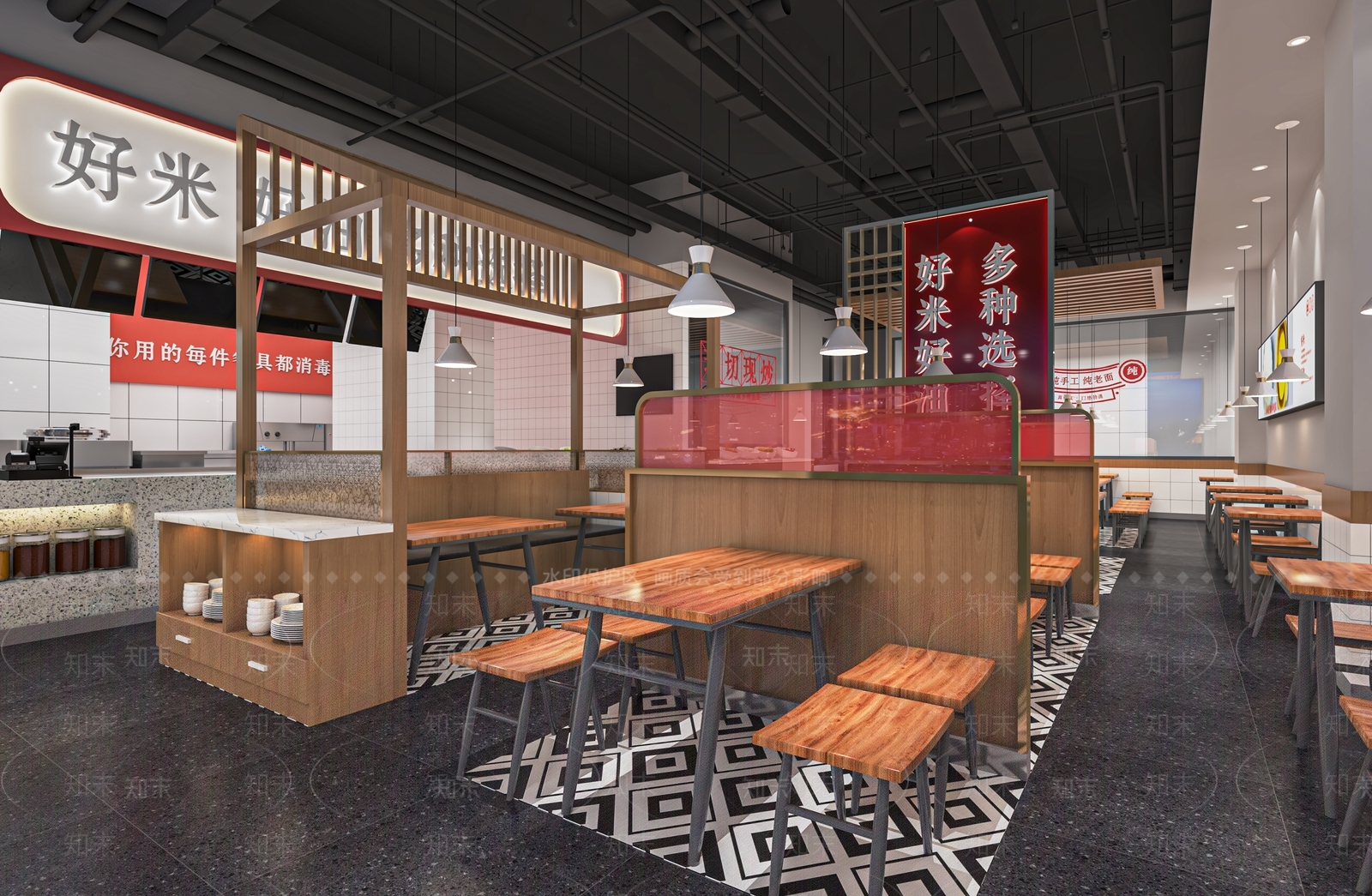 现代快餐厅SU模型下载【ID:1136640806】