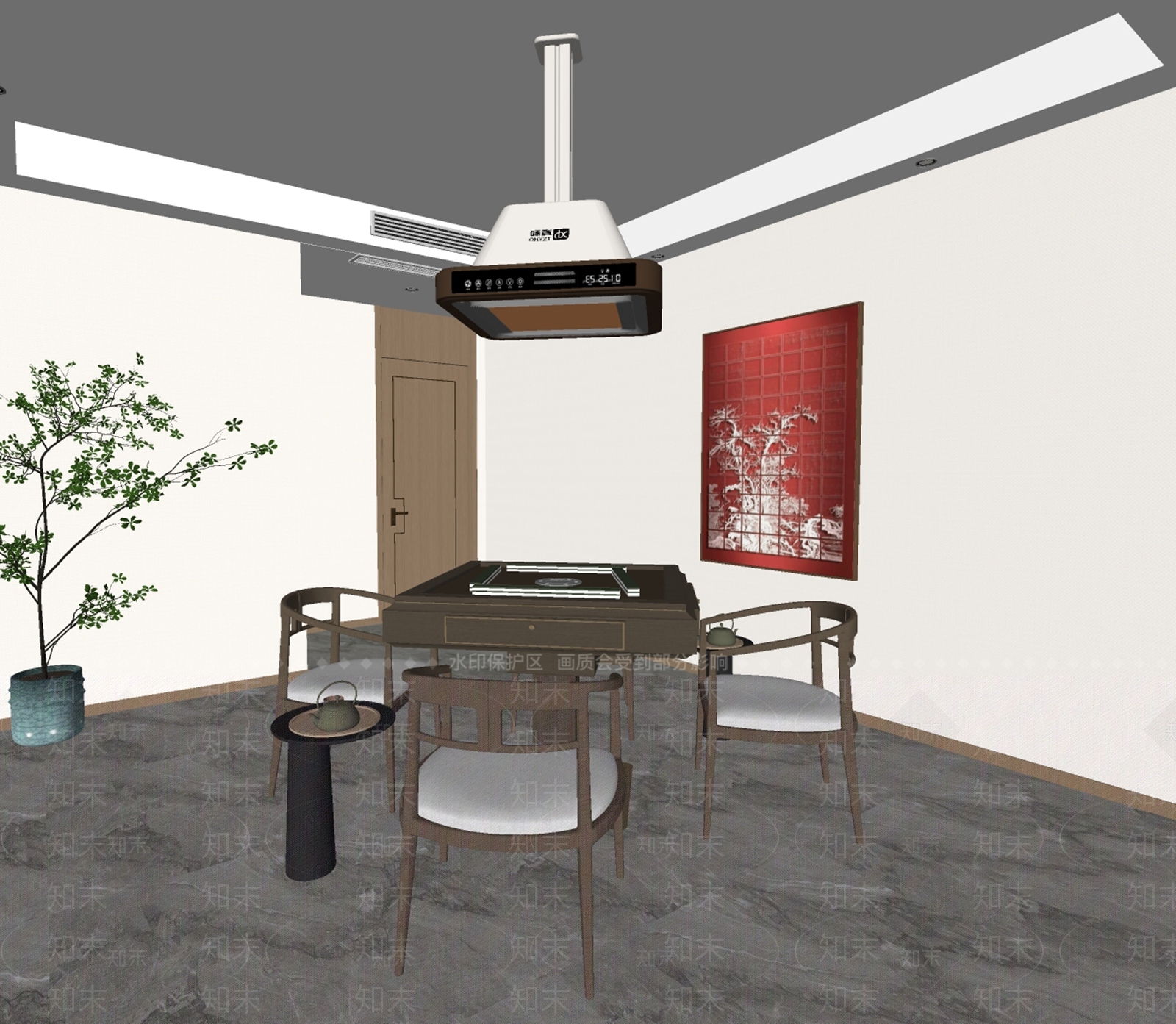 新中式棋牌室SU模型下载【ID:1136640261】