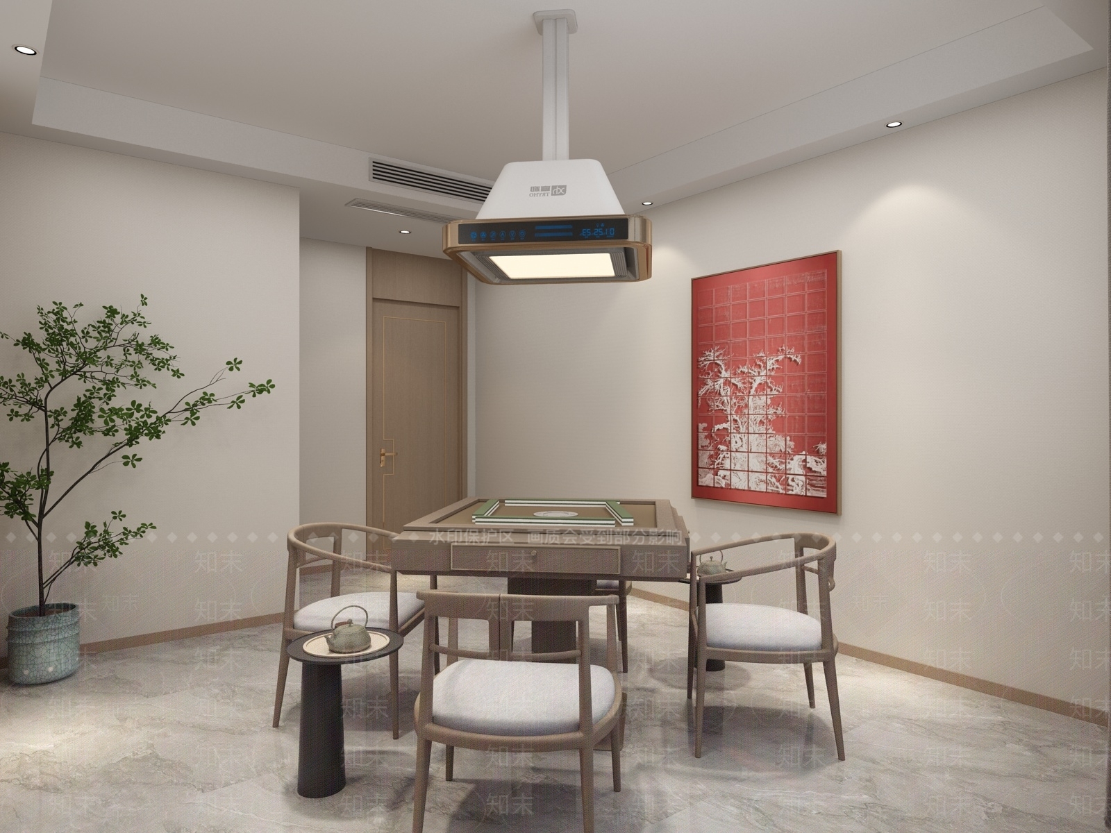 新中式棋牌室SU模型下载【ID:1136640261】