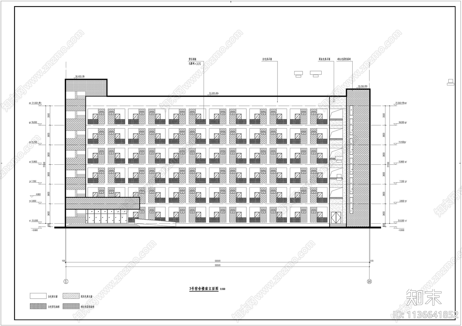 宿舍公寓建筑cad施工图下载【ID:1136641852】